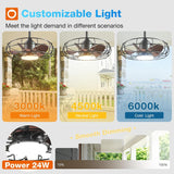 20 Inch Outdoor Ceiling Fan with Light for Patio, IP65 Waterproof Plug in Caged Hanging Fan, Remote Control, 3 CCT, 6 Speeds Reversible Outdoor Fan for Gazebo, Pergola, Porch - 6