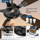 52 Inch Black Caged Ceiling Fan with Light, Remote Control 3CCT Dimmable Quiet Indoor Outdoor Fan - 4