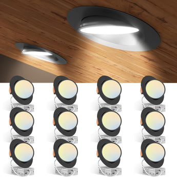 6 Inch Gimbal LED Recessed Lighting, 360° & 90° Adjustable Eyeball, Selectable CCT, 1200 Lumens - 16