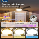 Amico 52'' Smart RGB Ceiling Fan with Light, Flush Mount, Reversible DC Motor, 3CCT Dimmable Light, 6 Speeds, Remote/APP/Alexa Control, Noiseless for Bedroom Living Room, Black - 6