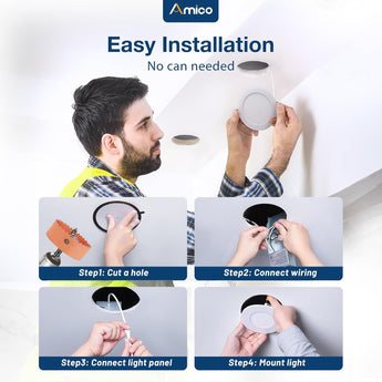 4 Inch Recessed LED Lighting, Slim Design, 5CCT, 800 Lumens - 5