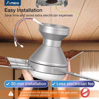 52" Low Profile Ceiling Fan with Light & Remote, Flush Mount, 3 - CCT Dimmable, Reversible & Noiseless,4 Colors Available - 6
