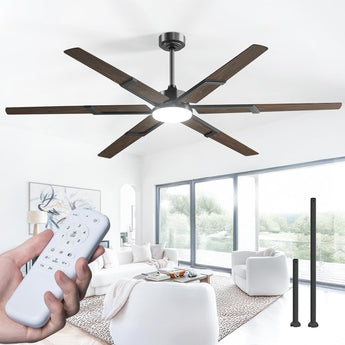 72 Inch Ceiling Fans with Lights and Remote, Black/Walnut Indoor/Outdoor Ceiling Fan with 6 Speed, Reversible DC Motor, 3CCT, Dimmable, Noiseless modern ceiling fan for Bedroom, Living Room, Patio - 2