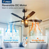 52 Inch Black Caged Ceiling Fan with Light, Remote Control 3CCT Dimmable Quiet Indoor Outdoor Fan - 5