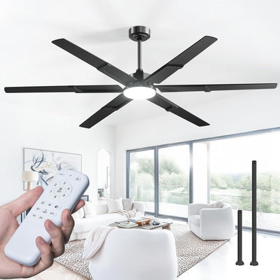 72 Inch Ceiling Fans with Lights and Remote, Black/Walnut Indoor/Outdoor Ceiling Fan with 6 Speed, Reversible DC Motor, 3CCT, Dimmable, Noiseless modern ceiling fan for Bedroom, Living Room, Patio - 1
