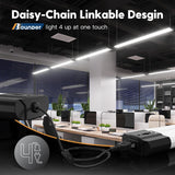 4FT Linkable LED Shop Light with Reflector, 4400LM, 6500K, 40W (250W), Surface & Suspension, Garage, Black - 4