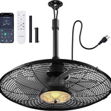 Outdoor Ceiling Fan with Light for Patios, 24 inch Black Waterproof Gazebo Fan with Remote&APP Control, Reversible, Dimmable, Plug in Hook Mount Portable Fan for Garage Pergola Porch Canopy Visit the addlon Sto - 1