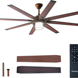 72 Inch Caged Ceiling Fan with Light, Reversible Dimmable 3CCT Fan with Remote, Quiet Indoor Outdoor Farmhouse Ceiling Fan - 9