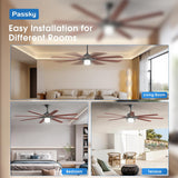 72 Inch Caged Ceiling Fan with Light, Reversible Dimmable 3CCT Fan with Remote, Quiet Indoor Outdoor Farmhouse Ceiling Fan - 3
