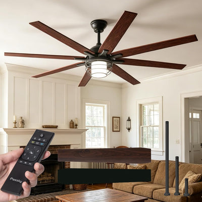 72 Inch Caged Ceiling Fan with Light, Reversible Dimmable 3CCT Fan with Remote, Quiet Indoor Outdoor Farmhouse Ceiling Fan - 1