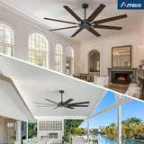 72" Large Ceiling Fan No Light with Remote, 3CCT Dimmable, Reversible, Quiet – Modern, Indoor/Outdoor-9