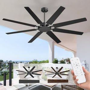72" Large Ceiling Fan No Light with Remote, 3CCT Dimmable, Reversible, Quiet – Modern, Indoor/Outdoor-1