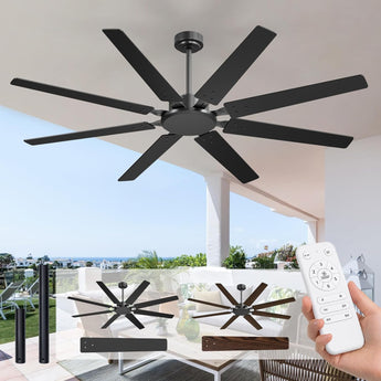 72" Large Ceiling Fan No Light with Remote, 3CCT Dimmable, Reversible, Quiet – Modern, Indoor/Outdoor-1