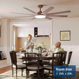 72" Large Ceiling Fan with Light & Remote, 3CCT Dimmable, Quiet – Modern Black, Indoor/Outdoor - 16