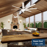 72" Large Ceiling Fan with Light & Remote, 3CCT Dimmable, Quiet – Modern Black, Indoor/Outdoor - 22