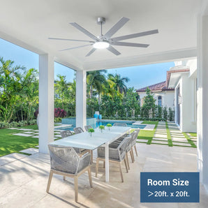 72" Large Ceiling Fan with Light & Remote, 3CCT Dimmable, Reversible, Quiet – Modern Nickel, Indoor/Outdoor - 2