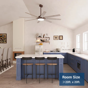 72" Large Ceiling Fan with Light & Remote, 3CCT Dimmable, Reversible, Quiet – Modern Nickel, Indoor/Outdoor - 22