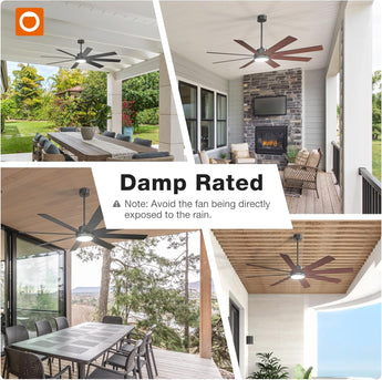 72" Large Ceiling Fan with Lights & Remote, Modern Black DC Ceiling Fan, Reversible, Dimmable 5CCT for Indoor/Outdoor Use - 8