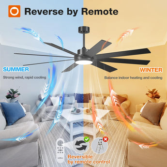 72" Large Ceiling Fan with Lights & Remote, Modern Black DC Ceiling Fan, Reversible, Dimmable 5CCT for Indoor/Outdoor Use - 6
