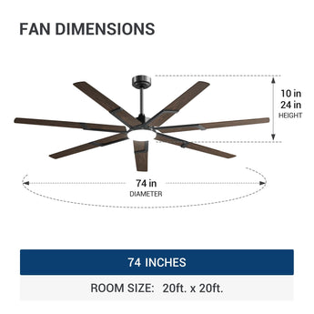 74 inch Ceiling Fans with Light and Remote, 6 Speed Reversible DC Motor, 3CCT, Dimmable, Quiet, Timer, Large Modern Ceiling Fan for Living room, Indoor/Outdoor - 17