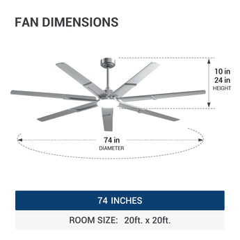 74 inch Ceiling Fans with Light and Remote, 6 Speed Reversible DC Motor, 3CCT, Dimmable, Quiet, Timer, Large Modern Ceiling Fan for Living room, Indoor/Outdoor - 23