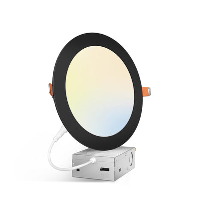 7 Inch Recessed LED Lighting, Slim Design, Selectable CCT, 1300 Lumens, Black Trim - 1