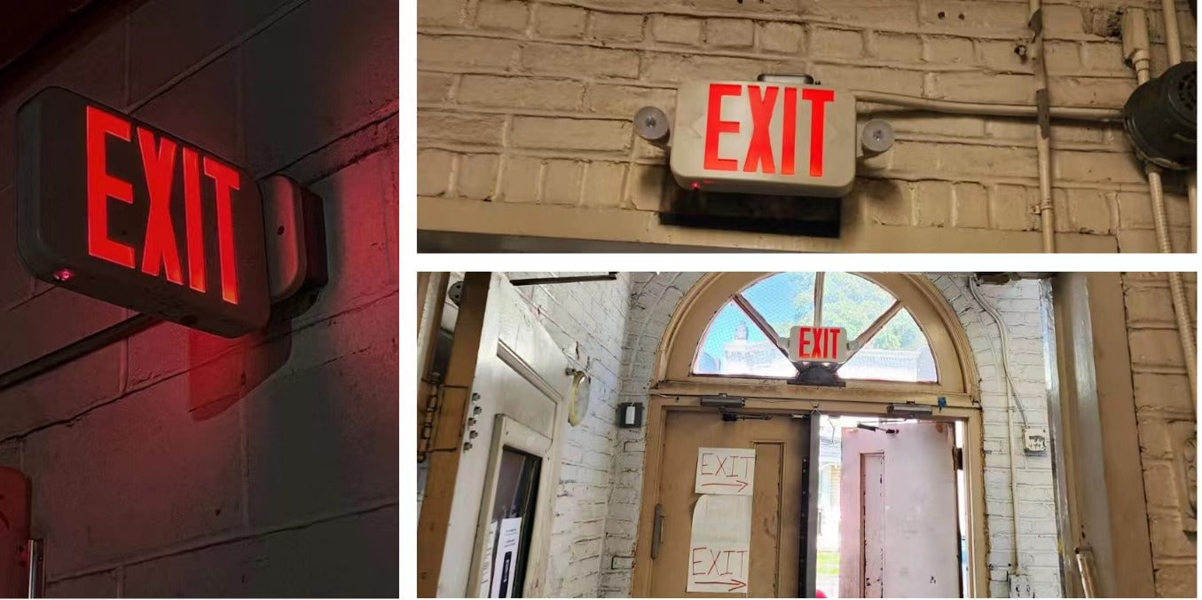 Customer review photos of emergency exit lighting