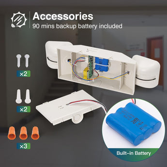 Two Head LED Emergency Light with Battery Backup, Adjustable Square Lighting for Business, AC 120/277V - 7