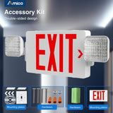 Double - Sided Exit Sign Emergency Light Combo, Two Adjustable LED Heads with Battery Backup, AC 120/277V - 7