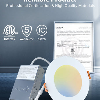 20 Pack 4/6 Inch Ultra - Thin Led Recessed Light 5CCT, 2700K/ 3000K/ 4000K/ 5000K/ 6000K, 11W - 15W, 800LM - 1200LM - 6