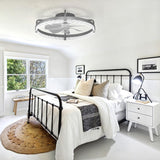 24" Low Profile Fandelier Ceiling Fan with Light & Remote, Flush Mount, Crystal Design, 3 - CCT Dimmable, Modern LED Fan - 9