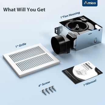 Amico-80 CFM Bathroom Exhaust Fan, 1.0 Sone Low Noise Ventilation Fan, Ceiling Mounted Retrofit-7