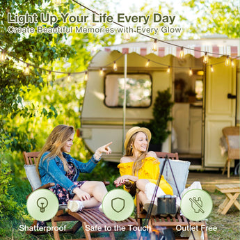 ST38 Solar String Lights, LED Shatterproof Bulbs, Suspended Standard Sockets, 3 Lighting Modes - 5