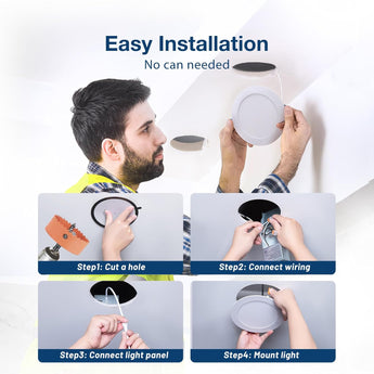 20 - Pack 6 Inch Canless LED Recessed Lights, Ultra - Thin 5CCT 2700K–6000K, 1200LM Dimmable, Junction Box, ETL - 8