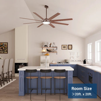 80" Modern Ceiling Fan with Light & Remote – Reversible, Dimmable 3CCT, Quiet Black Fan for Bedroom, Living Room, Patio & Outdoor - 8
