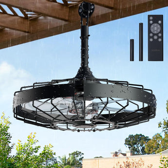 20 Inch Outdoor Ceiling Fan with Light for Patio, IP65 Waterproof Plug in Caged Hanging Fan, Remote Control, 3 CCT, 6 Speeds Reversible Outdoor Fan for Gazebo, Pergola, Porch - 11