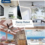 Amico 84 Inch Ceiling Fan with Light, Industrial Large Ceiling Fan with Quiet DC Motor, 8 Aluminum Reversible Blades, 6 - Speed Remote Control, Indoor/Outdoor Ceiling Fans for Porch/Garage/Shop, Black Visit the Amico Store - 8
