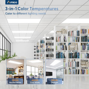 2x4 LED Flat Panel Light, 45W, 5500LM, 3CCT Dimmable Office Drop Ceiling Light, ETL/DLC - 2