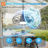 20 Inch Outdoor Ceiling Fan with Light for Patio, IP65 Waterproof Plug in Caged Hanging Fan, Remote Control, 3 CCT, 6 Speeds Reversible Outdoor Fan for Gazebo, Pergola, Porch - 9