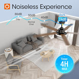60" Black Ceiling Fan with Light & Remote – Dimmable 3CCT, Reversible, Quiet Fan for Bedroom, Living Room & Indoor/Outdoor - 11