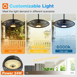 Outdoor Ceiling Fan with Light for Patios, 24 inch Black Waterproof Gazebo Fan with Remote&APP Control, Reversible, Dimmable, Plug in Hook Mount Portable Fan for Garage Pergola Porch Canopy Visit the addlon Sto - 10
