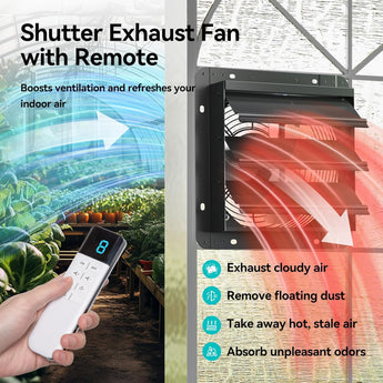 Amico-Shutter Exhaust Fan Wall Mounted with EC Motors and Remote Control, Timer, 8 Speeds, 850CFM, Low Noise, Easy to Install, Plug in Ventilation Fan for Garages, Shops, Greenhouse, Attic-6