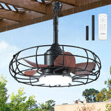 20 Inch Outdoor Ceiling Fan with Light for Patio, IP65 Waterproof Plug in Caged Hanging Fan, Remote Control, 3 CCT, 6 Speeds Reversible Outdoor Fan for Gazebo, Pergola, Porch - 1