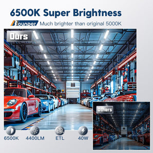 4FT Linkable LED Utility Shop Light, 4400 Lumens, 6500K Cool Daylight, 40W, Surface & Suspension Mount, Garage Fixture, Black - 2