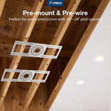26 Inch New Construction Mounting Plate, Round Hole 3/4/6 Inch, Flat Galvanized Steel Rough - in Wafer Light Bracket, for LED Recessed Lighting Housing - 6
