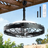 20 Inch Outdoor Ceiling Fan with Light for Patio, IP65 Waterproof Plug in Caged Hanging Fan, Remote Control, 3 CCT, 6 Speeds Reversible Outdoor Fan for Gazebo, Pergola, Porch - 10