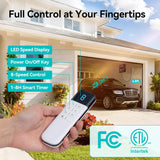 Amico-Shutter Exhaust Fan Wall Mounted with EC Motors and Remote Control, Timer, 8 Speeds, 850CFM, Low Noise, Easy to Install, Plug in Ventilation Fan for Garages, Shops, Greenhouse, Attic-7
