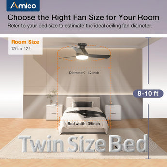 42" Low Profile Ceiling Fan with Light & Remote, Flush Mount, 3 - CCT Dimmable, Reversible & Noiseless, 4 Colors Available - 8