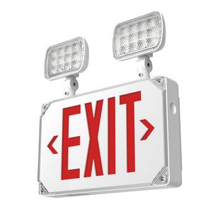 1/2 Pack Waterproof IP65 Exit Sign with Emergency Lights, Two LED Adjustable Head Emergency Exit Light with Battery, Exit Sign for Business
