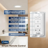 Amico-80 CFM Bathroom Exhaust Fan with Light & Remote, 1.0 Sone, 1400LM 3-CCT & Nightlight, Ceiling Mount-8